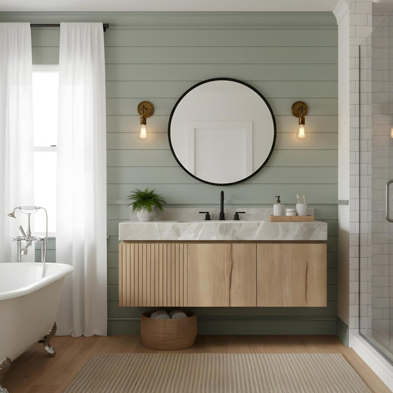 Meuble-lavabo 48 po avec tiroirs et lavabo, Gris clair, Gris clair, 47"