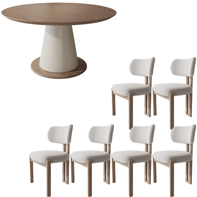 Ensemble de table de salle à manger en bois massif de style français