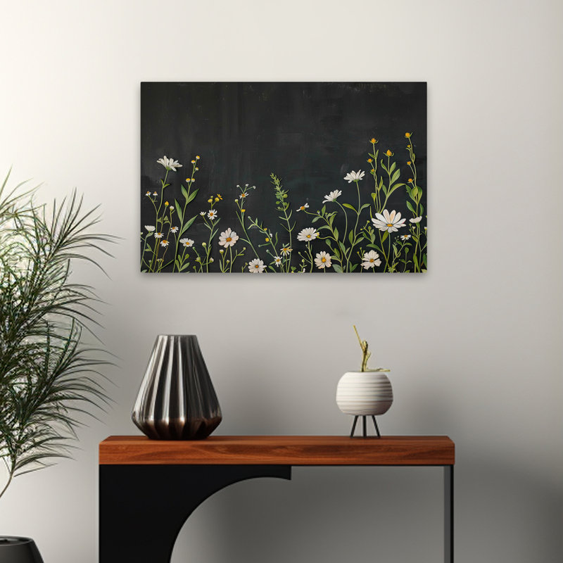 Plantes, fleurs, paysage, nature, fleurs rétro au crépuscule II, art mural, H 16 po x l 24 po