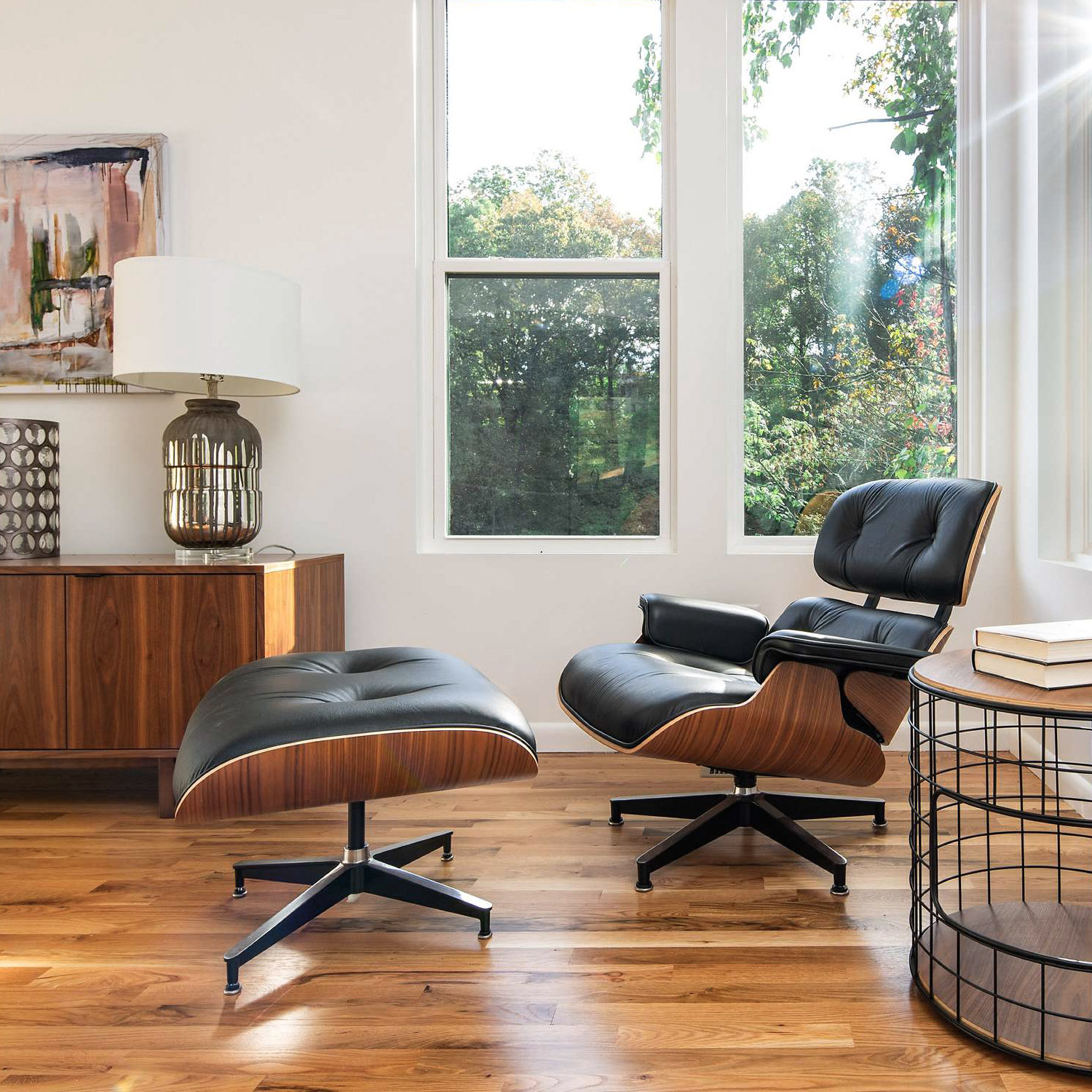 Chair and cheap ottoman mid century