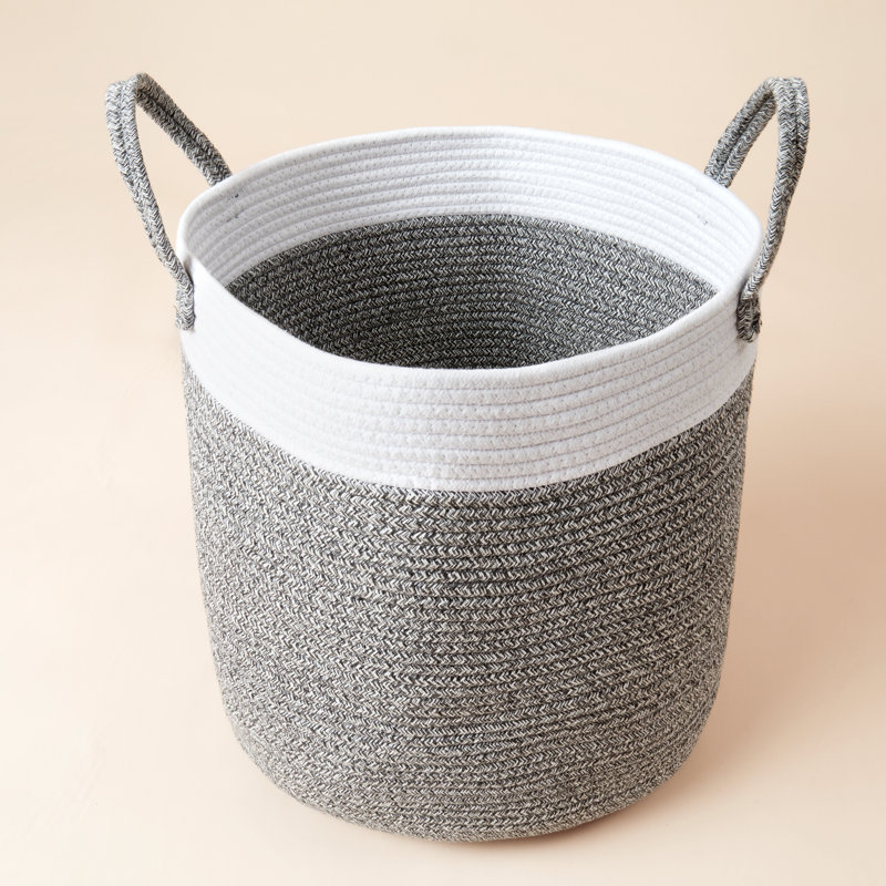 Woven Basket Rope Storage Baskets - Large Cotton Organizer, Basket for Baby Blanket, Kids Toy Nursery Laundry Basket, 58 qt.