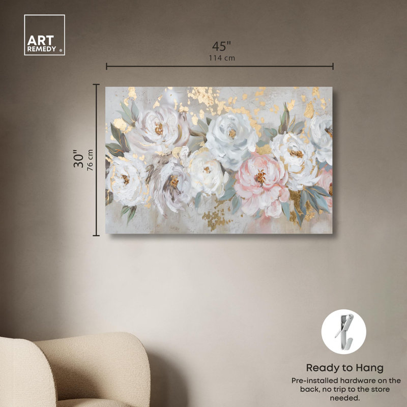 Art, art floral sur toile, H 30 po x l 45 po, Toile tendue