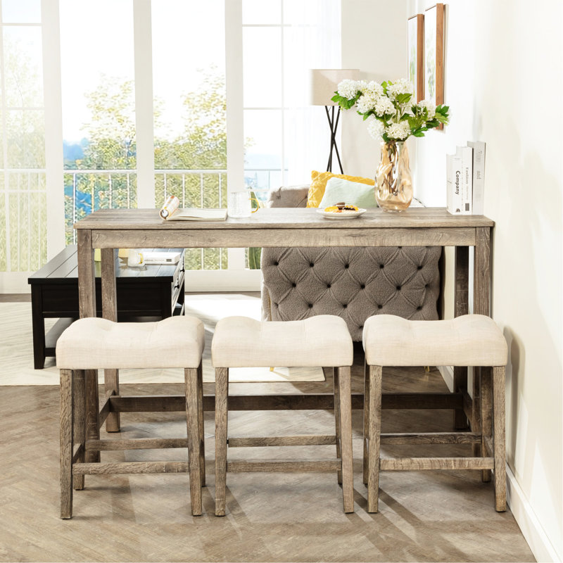 Table de bar brune avec barre d'alimentation pratique et plateau rectangulaire à fonction rustique