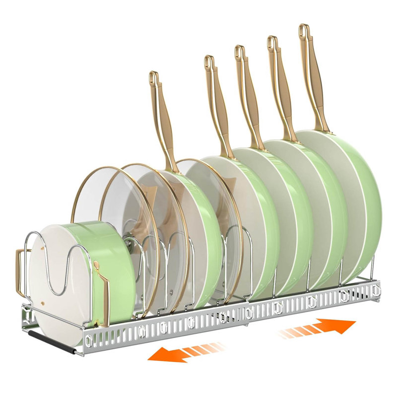 Metal Rectangle Free Standing Pot Rack, Silver