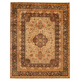 Hand Knotted Wool Area Rug in Cream And Blue