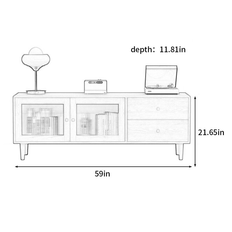 Meuble télé Modern Minimalist, 21.65”H x 59”L x 11.81”W
