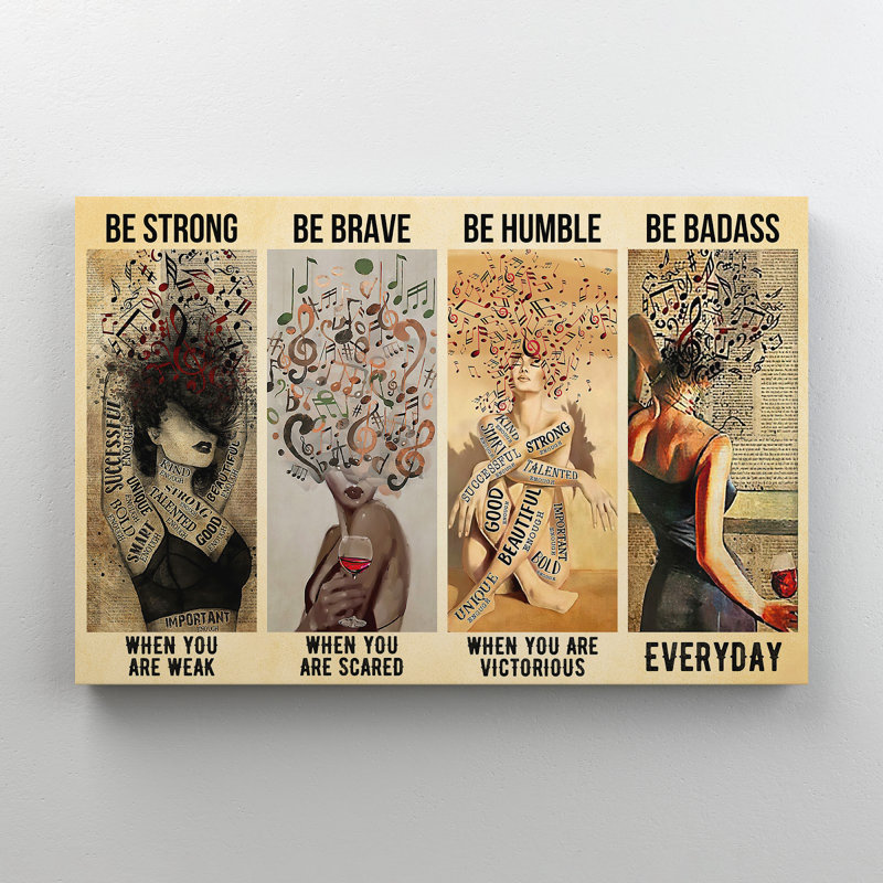 Be Be humble and be badass, toile tendue avec châssis, H 36 po x l 24 po x P 2 po