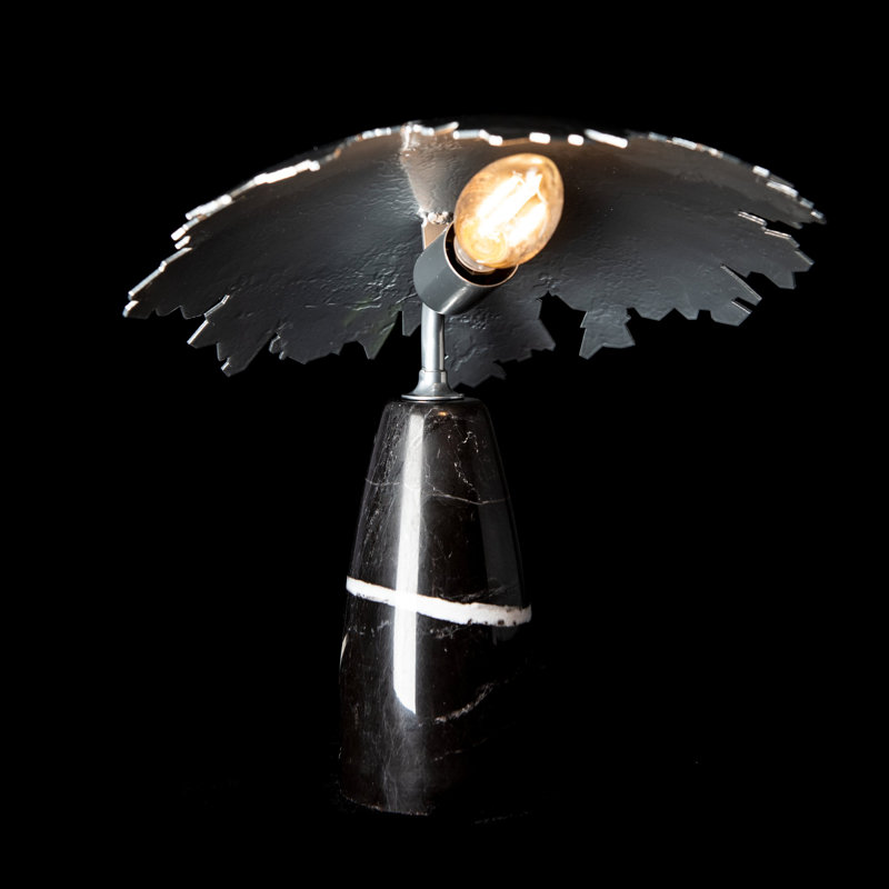Pangea Standard Table Lamp by David Martin, Black Marble, Sterling