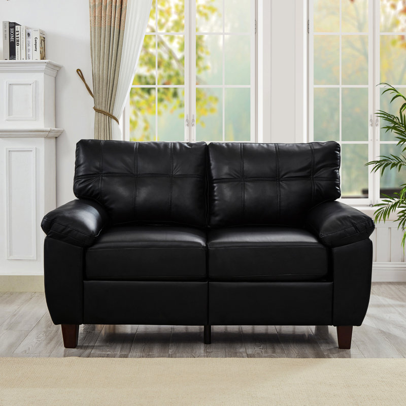 Causeuse moderne avec accoudoirs larges et rangement, Noir