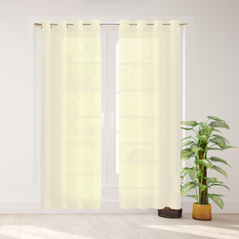 Cheala Solid Sheer Curtains for Living Room and Bedroom 54"W x 84"L Window Sheers Window Drapes, Beige