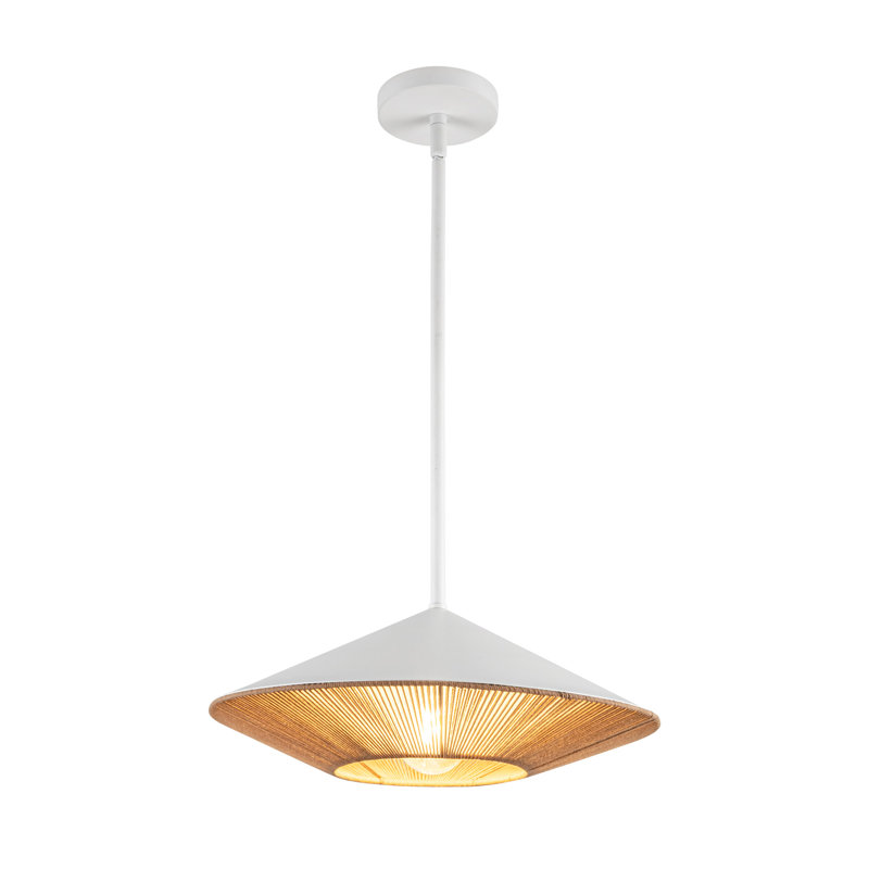 White Adjustable Steel Pendant Light with Black Shade