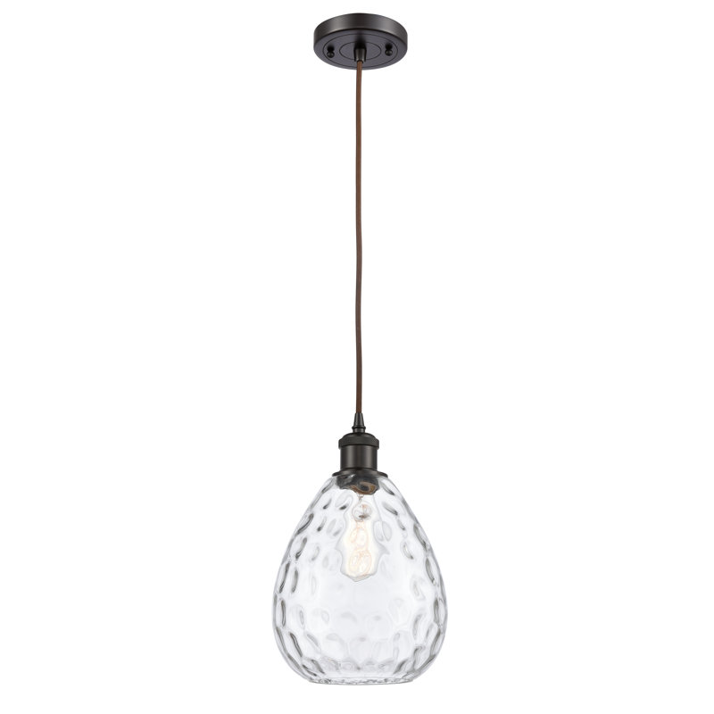 Luminaire suspendu en forme de larme à 1 lumière Jaron, Bronze huilé, Ampoule DEL rétro de 3,5 watts