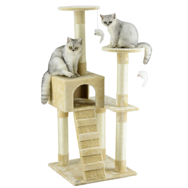 Beige Sisal Covered Multi-Level Cat Tree Condo