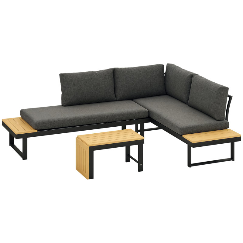 Ensemble de canapé modulaire d'extérieur en L 3 pièces