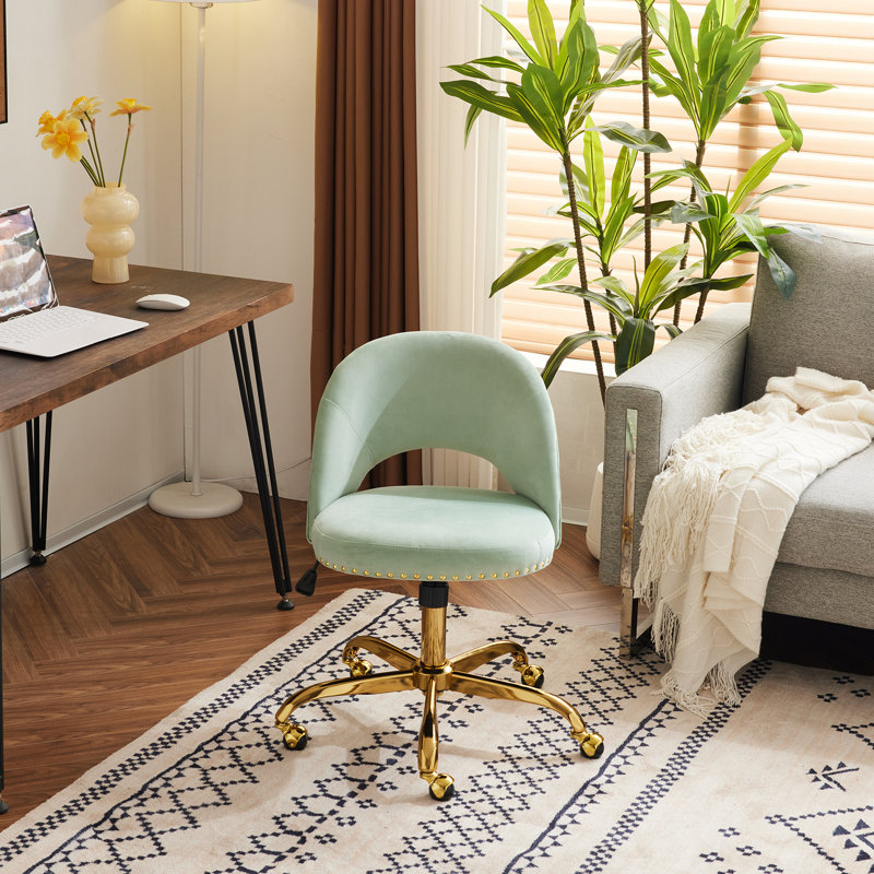 Fauteuil de bureau avec roulettes, Velours, Vert menthe
