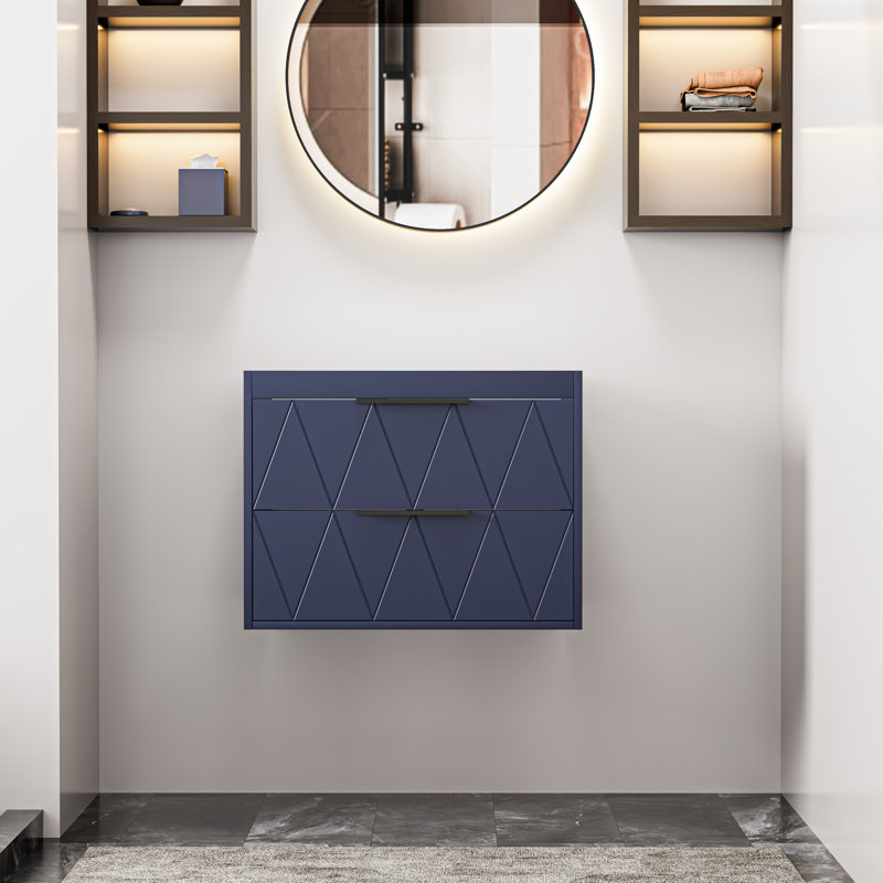 Base de meuble-lavabo simple mural 24 po seulement, armoire flottante avec tiroirs à fermeture en douceur, comptoir d'évier non inclus