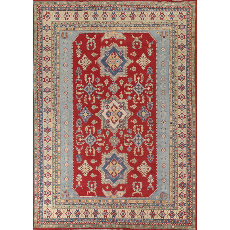 Handmade Red Kazak Oriental Area Rug 10
