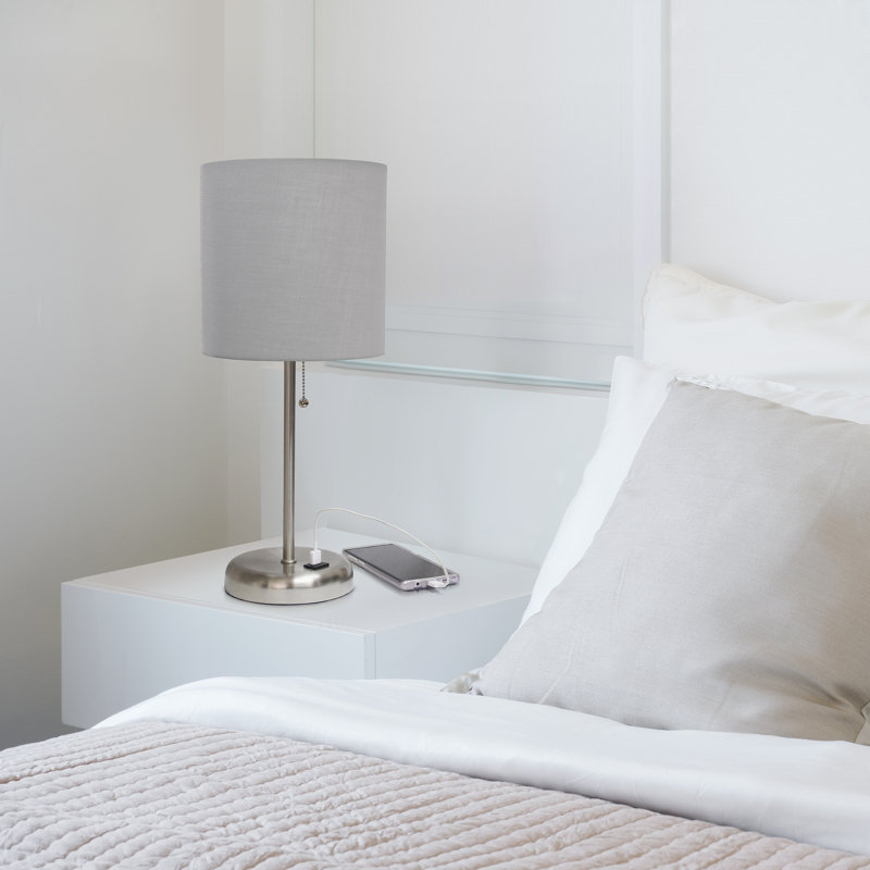Delp Metal USB Table Lamp, No, Gray, Silver