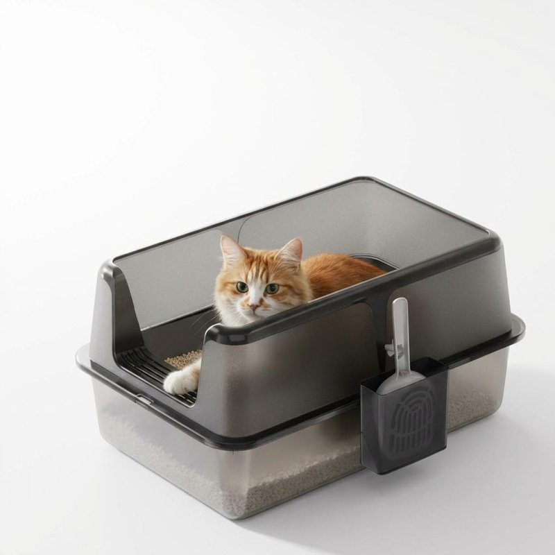 Stainless Steel Litter Box, Black