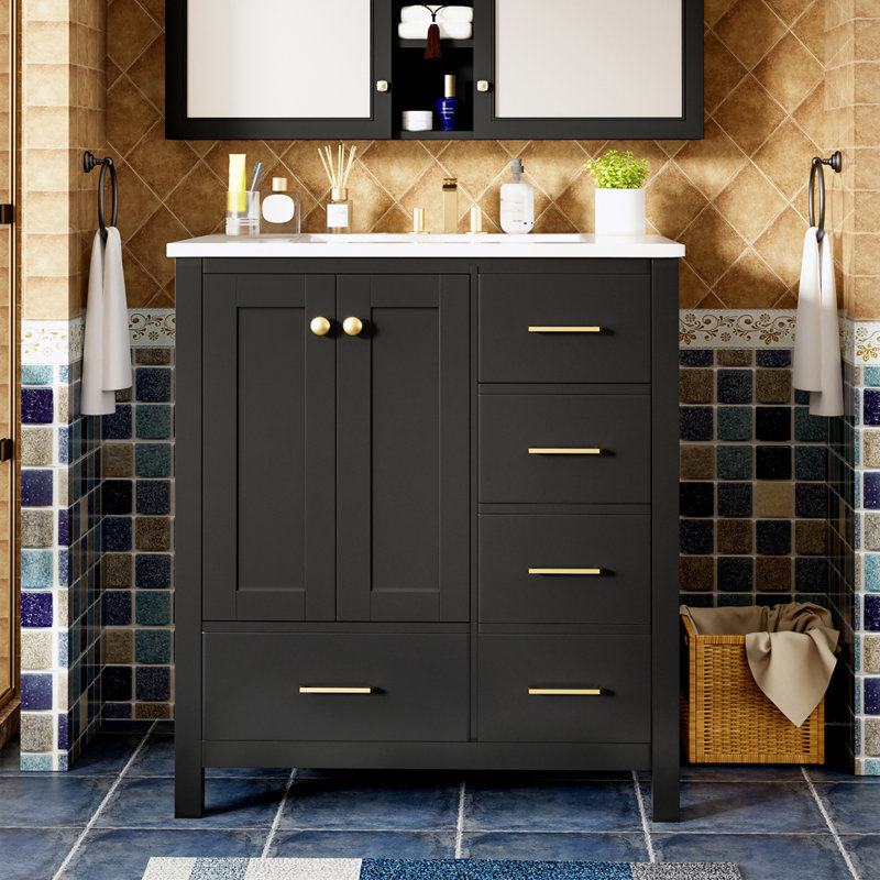 Ensemble de meuble-lavabo avec 4 tiroirs et portes à fermeture douce
