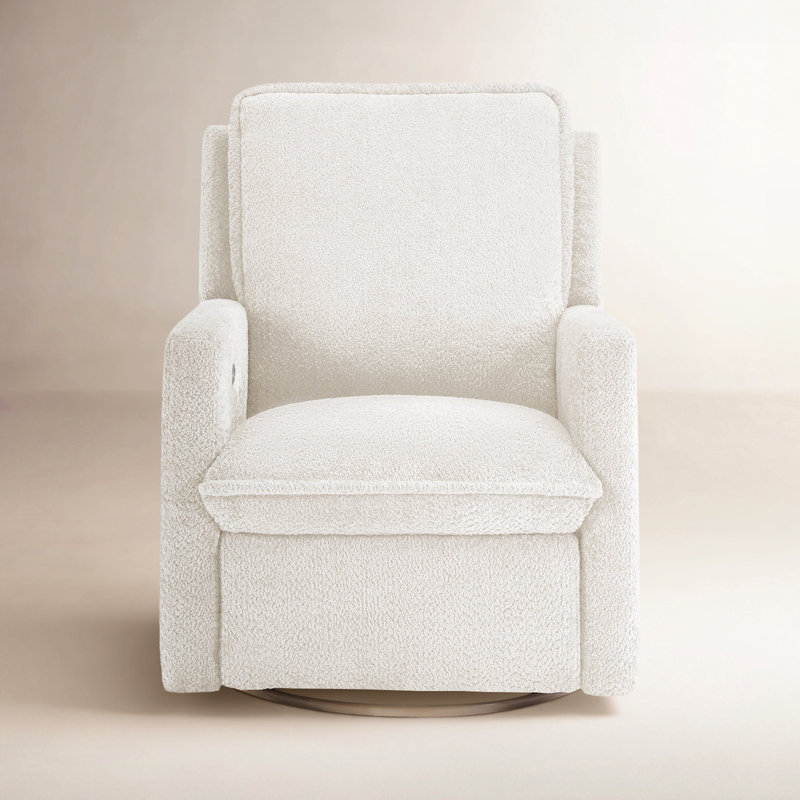 Rio Boucle Swivel Glider Power Recliner,, White