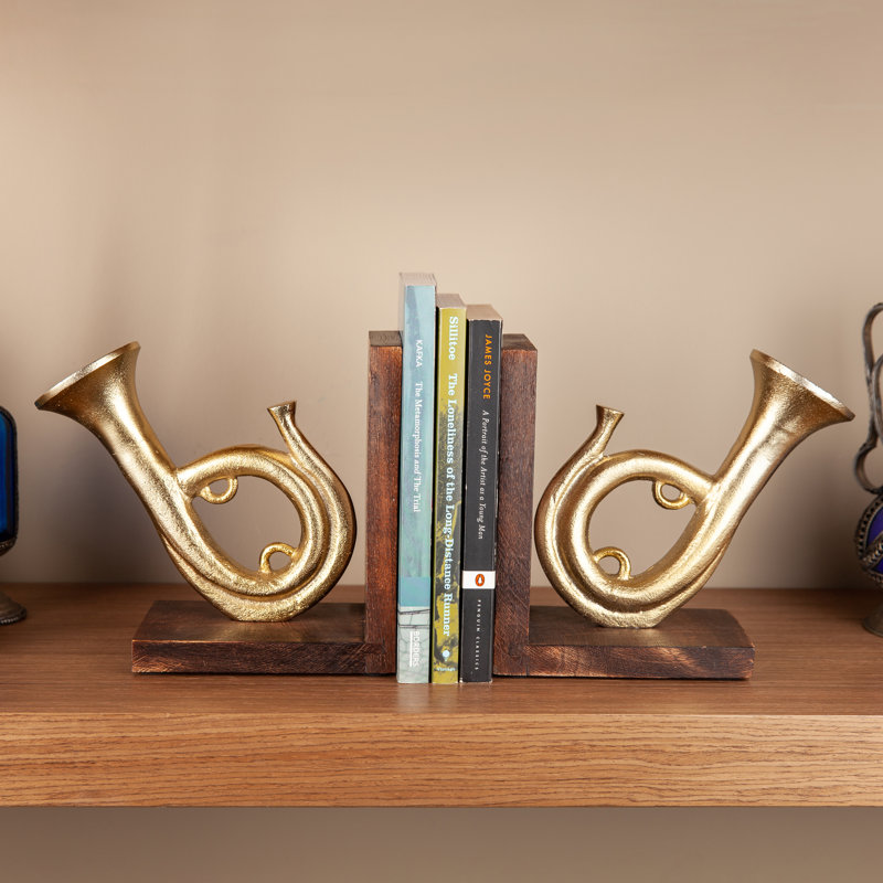 Serre-livres français en métal et bois antidérapants