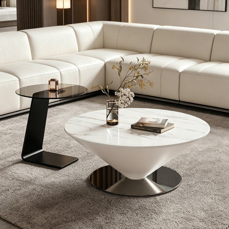 Mendez, White/Light Grey/White, 13.38" H x 35.43" W x 35.43" D, Marble