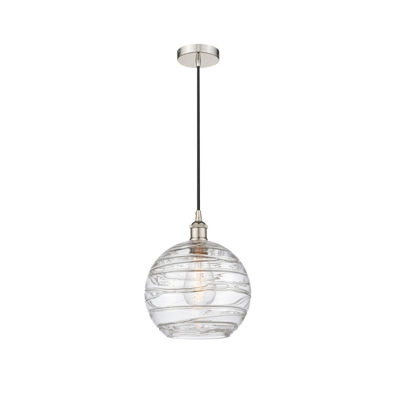 1 - Light Single Drop Pendant Pendant, 12.75" H x 10" W x 10" D, Polished Nickel, Clear