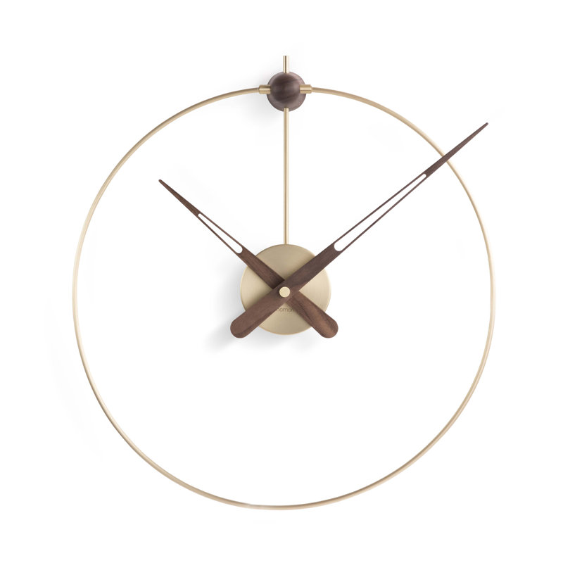 Micro Nomon Analog Wall Clock, Brass Walnut