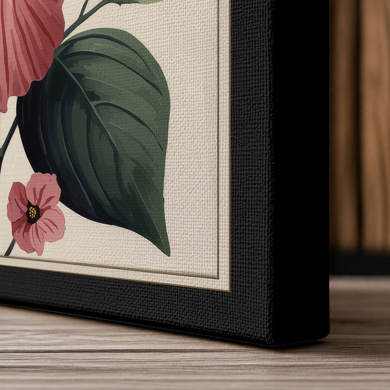 Hibiscus Study Botanical - Wrapped Canvas, 24x16 - 61.0 x 40.6 cm, Black Border