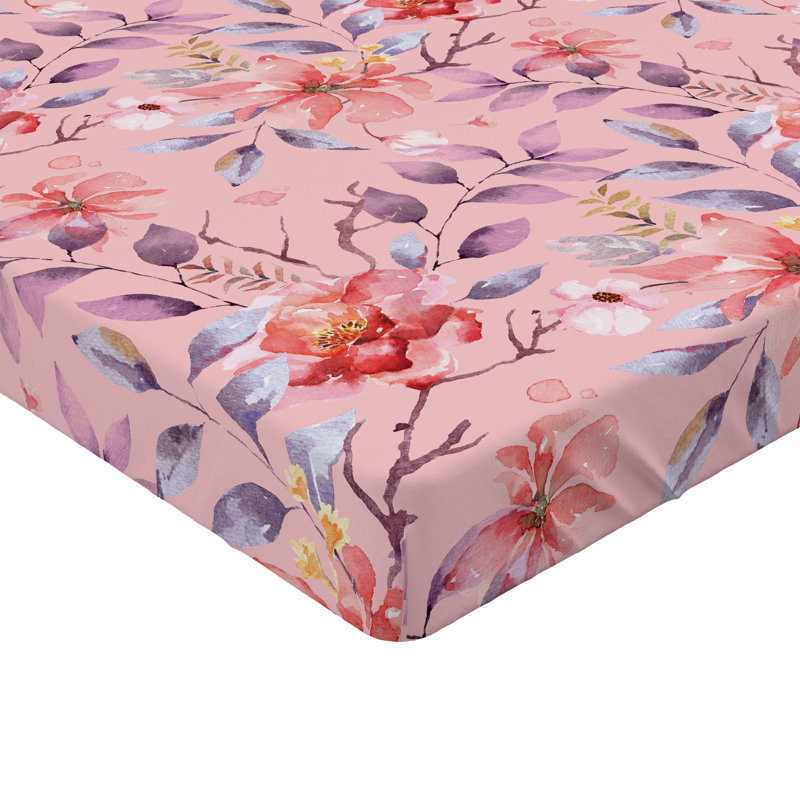 Drap-housse floral Ambesonne, Rose, mauve, terre de sienne brûlée / floral, Drap-housse de taille double