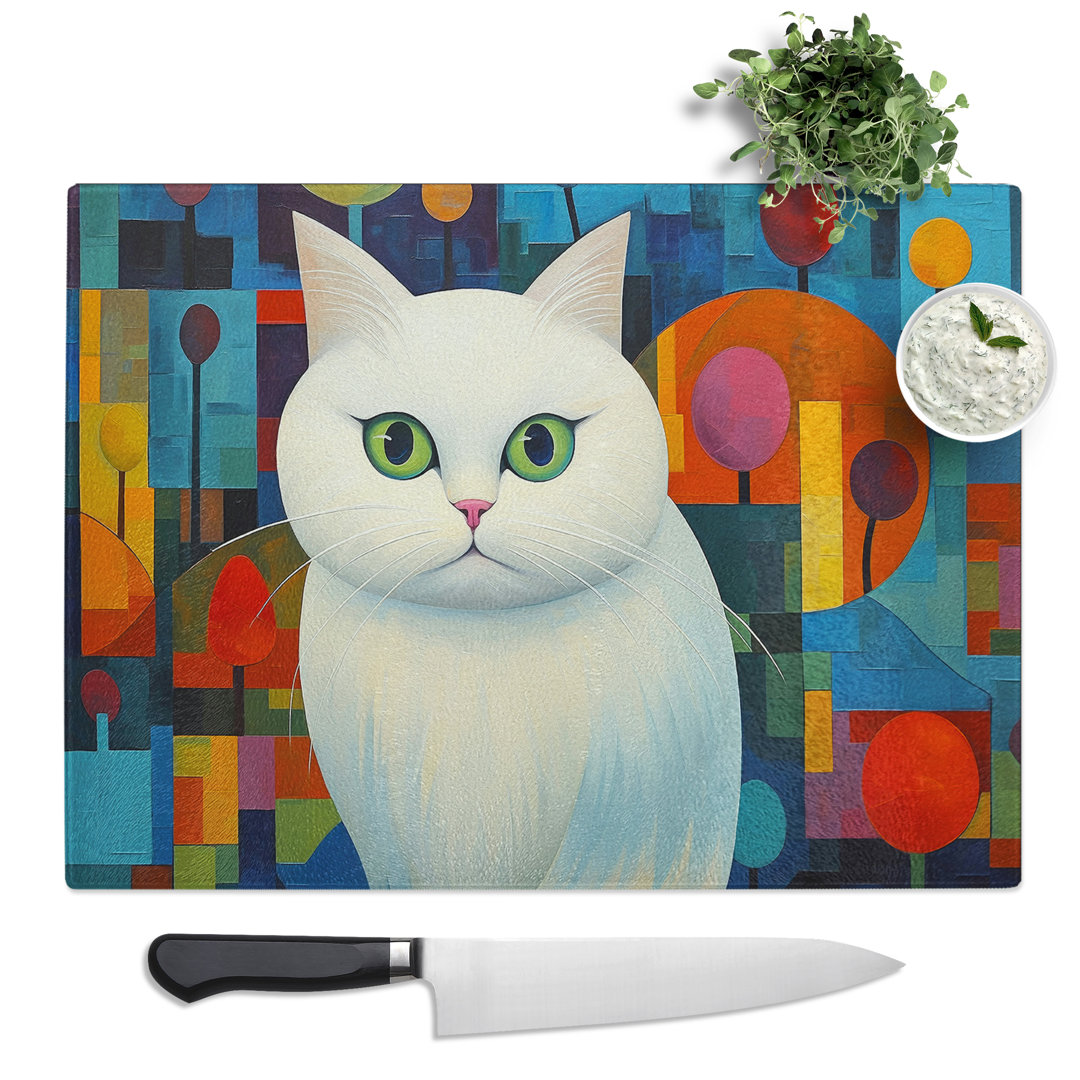 Persian Cat Abstract  Glass Chopping Board