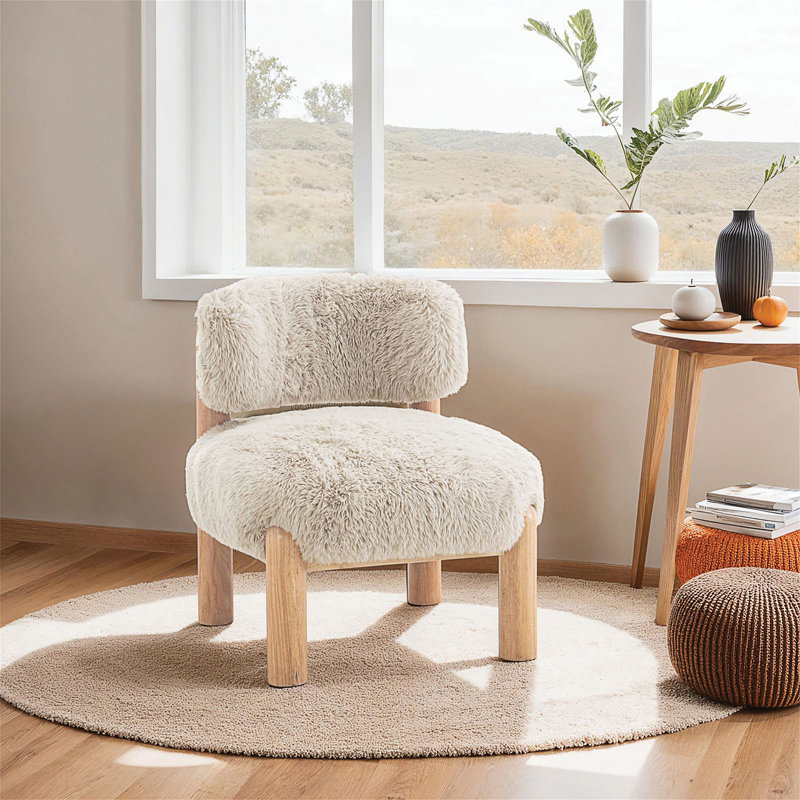 Contemporary Accent Chair With Plush Fur-Like Upholstery For Stylish Comfort And Versatile Decor Integration., Taupe