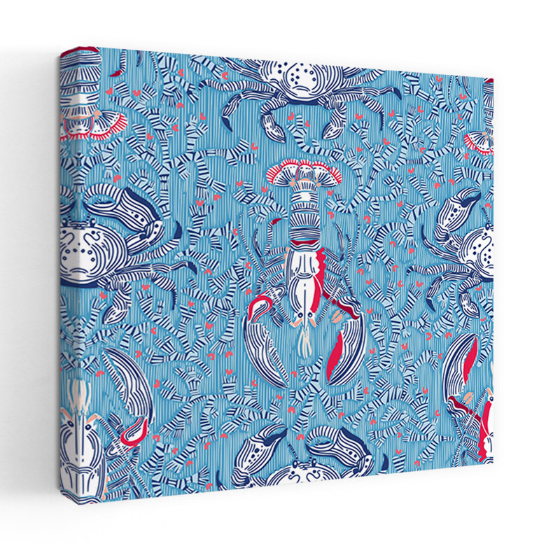 «Blue Lobster Crab Motif», impression d'art mural, H 24 po x l 24 po