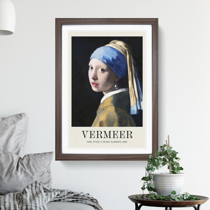 Girl With A Pearl Earring by Johannes Vermeer - Single Picture Frame Print, Walnut Framed, 48cm H x 36cm W x 2cm D