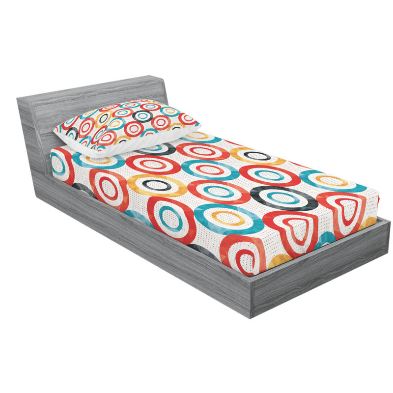Microfiber Geometric Sheet Set, Twin XL Sheet Set with Fitted Sheet