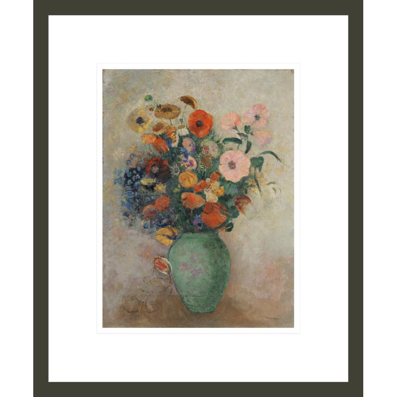 «Bouquet of Flowers in a Green Vase» par Odilon Redon, impression giclée sur cadre, H 16,54 po x l 13,75 po