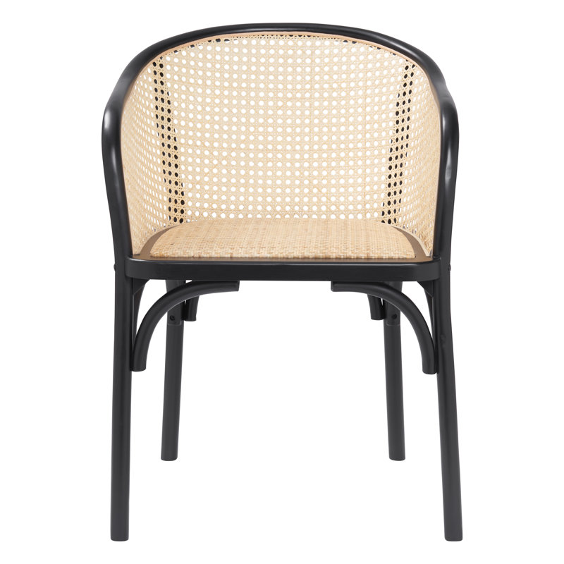 Fauteuil Fabiana, Siège et dossier naturels / cadre noir