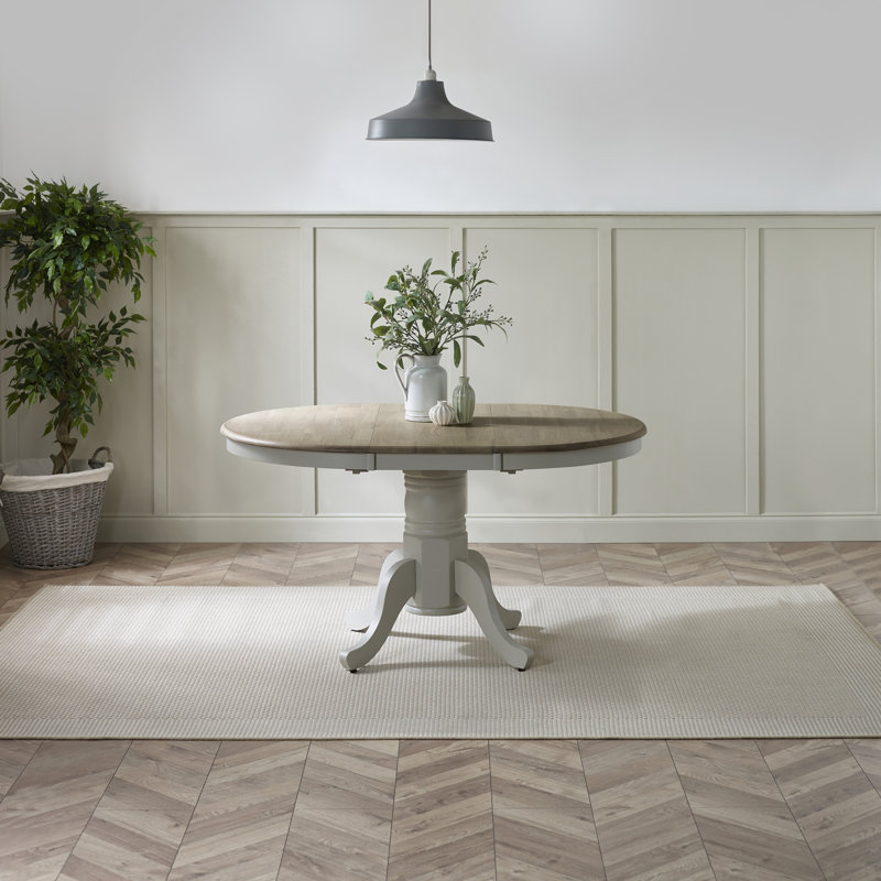 Aviya Round Extending Dining Table & Shannondale Chairs - Rustic Farmhouse Kitchen, 4, White/Grey