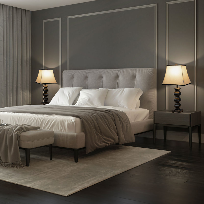Lampe de table moderne noire H 29 "avec abat-jour blanc Stately Shapes