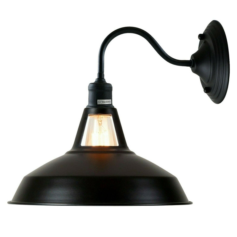 Hocker 1-Light Dimmable Armed Wall Sconce – Modern Industrial Style by Williston Forge, Black, No