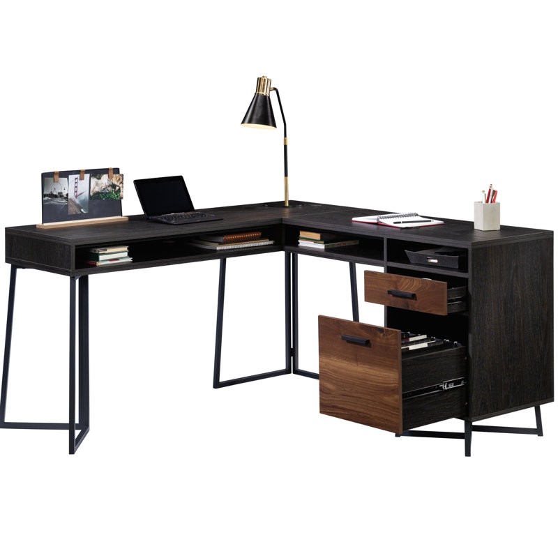 L-Shaped Desk, Dark Walnut finish