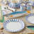 Something Fishy Ceramic Oval Platter 16 x 12 Inches, coastal striped serving platter with vibrant fish artwork, ideal for seafood feasts, grilled dishes, appetizers, summer gatherings