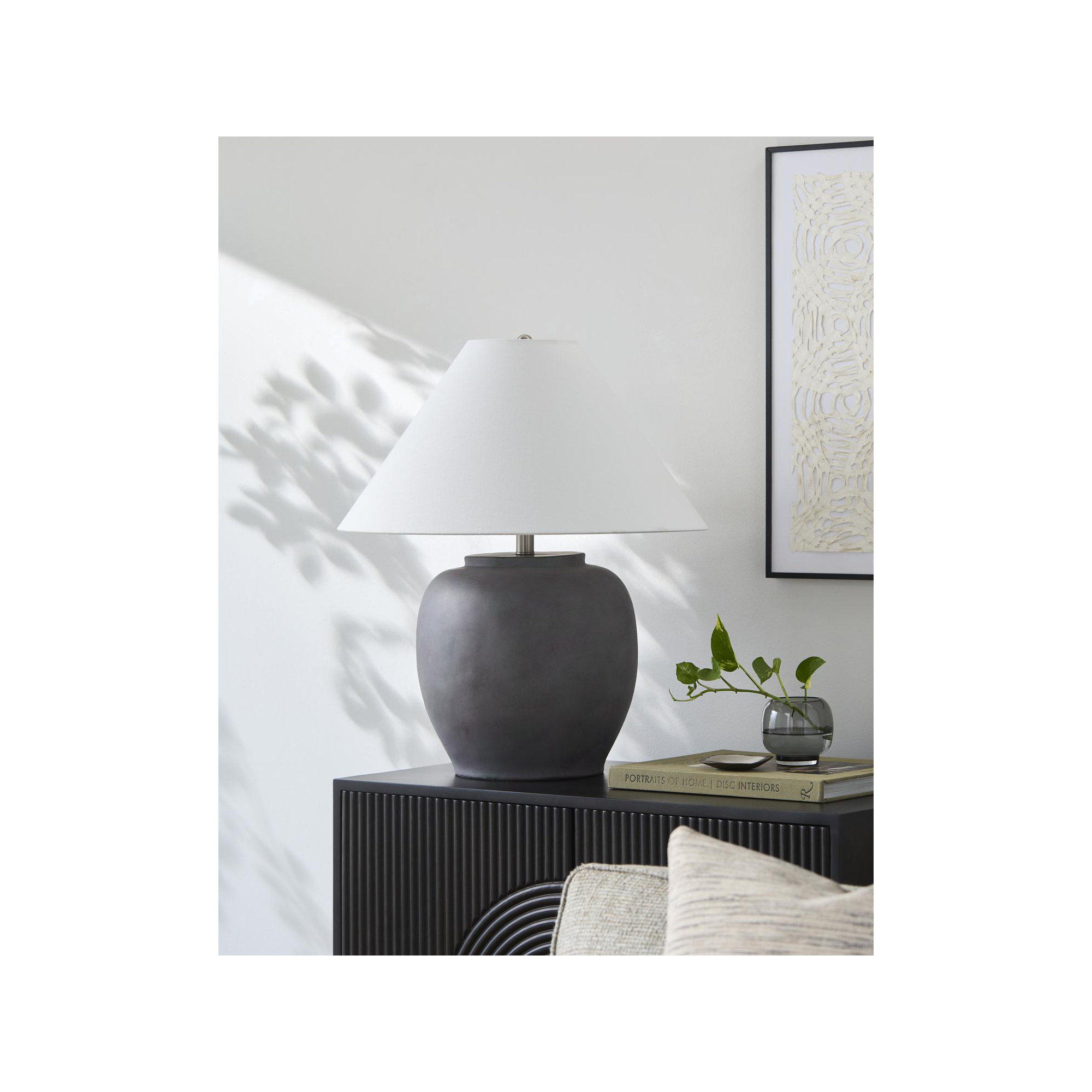 Concrete Table Lamp, Gray, White