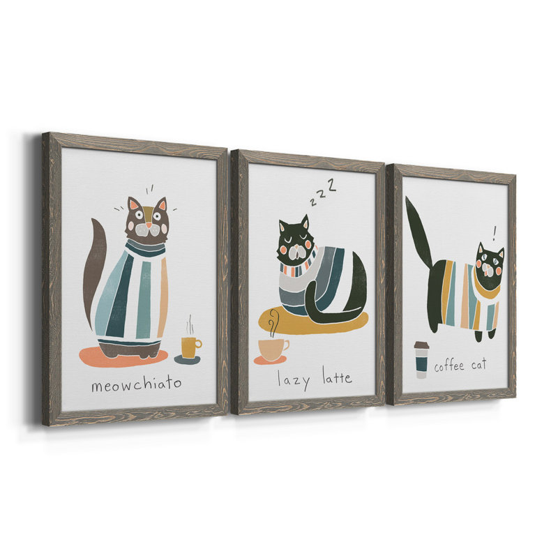 Neutral Scrawl I - ensemble de 3 peintures sur toile encadrées, Gris, H 31,5 po x l 47 po x P 1,5 po