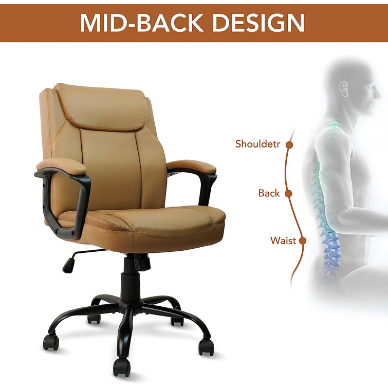 CLATINA Mid Back Office Desk Chair with Comfortable Thickened Seat