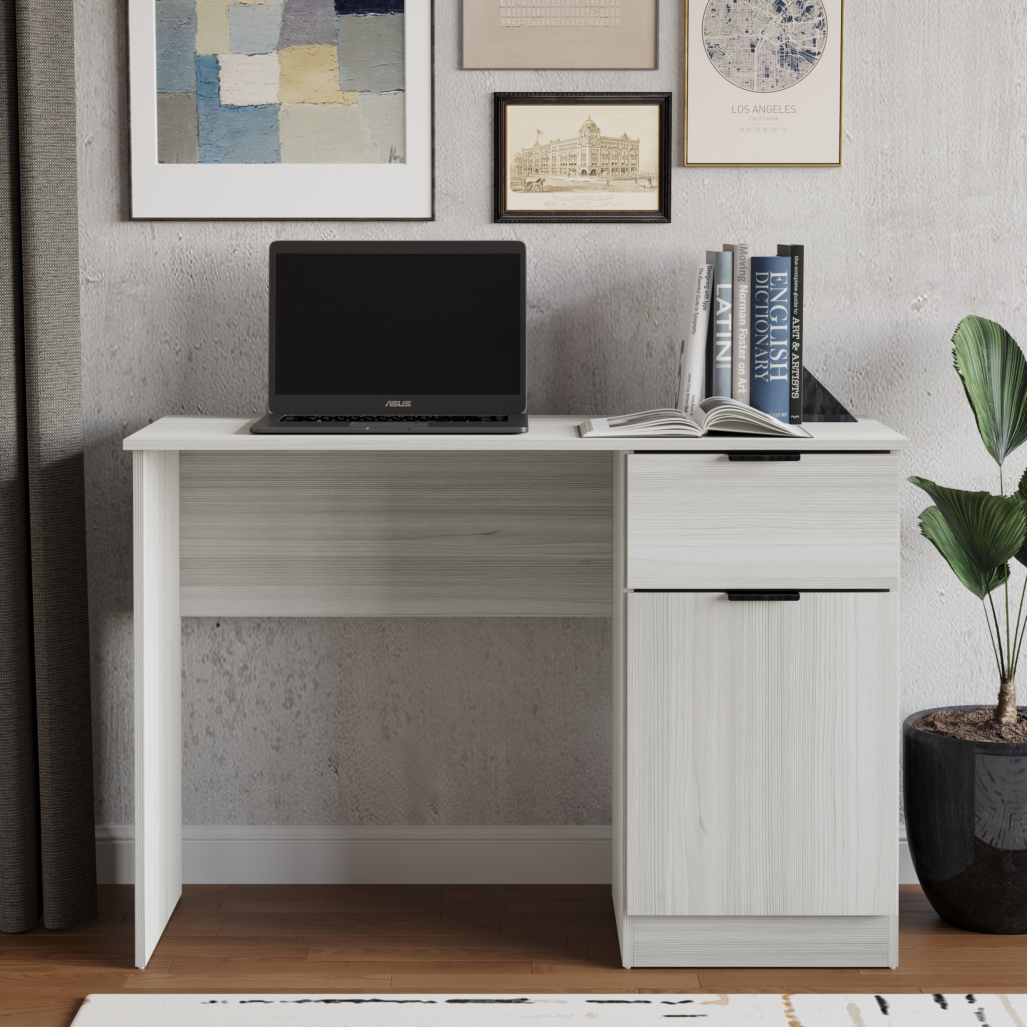 Ebern Designs 43 INCH WRITING DESK WITH CABINET IN DARK GREY - Wayfair ...