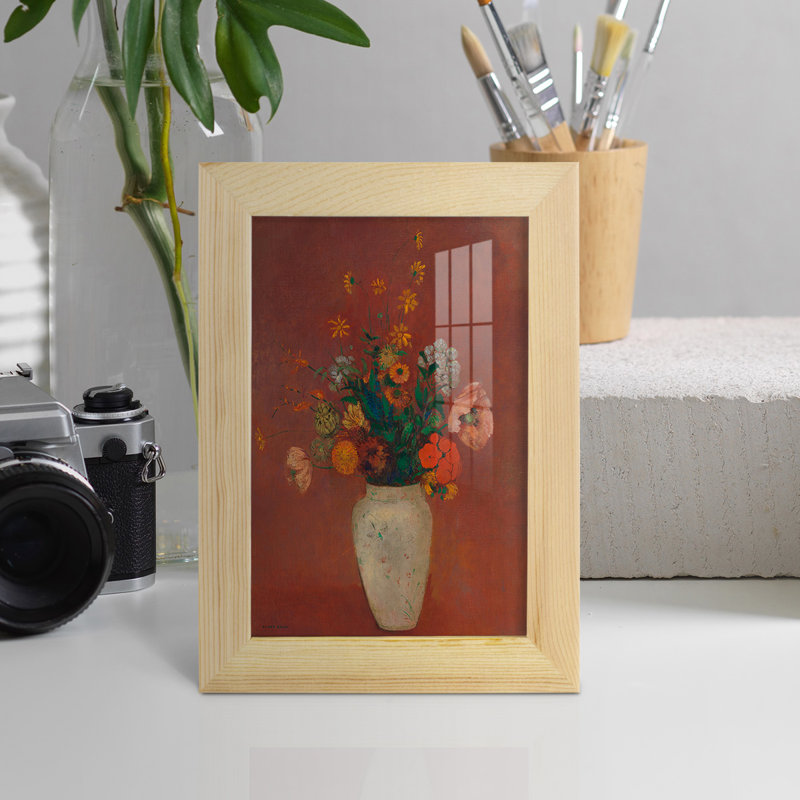 Bouquet dans un vase chinois, toile de qualité supérieure, prête à être accrochée, L 4 po x H 6 po x P 1 po
