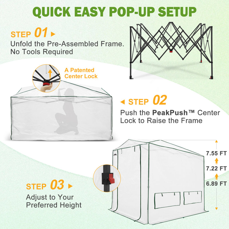Pop Up Greenhouses 8' W x 6' D Hobby Greenhouse