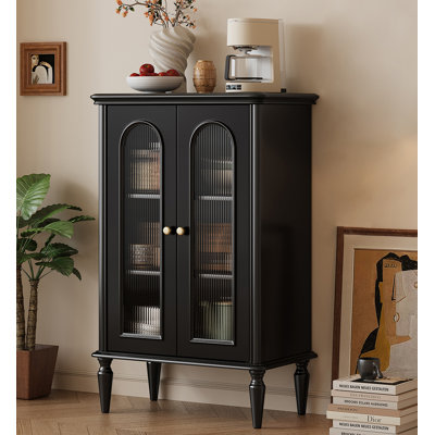 Buffet décoratif 27,56 "standard en bois massif NOIR